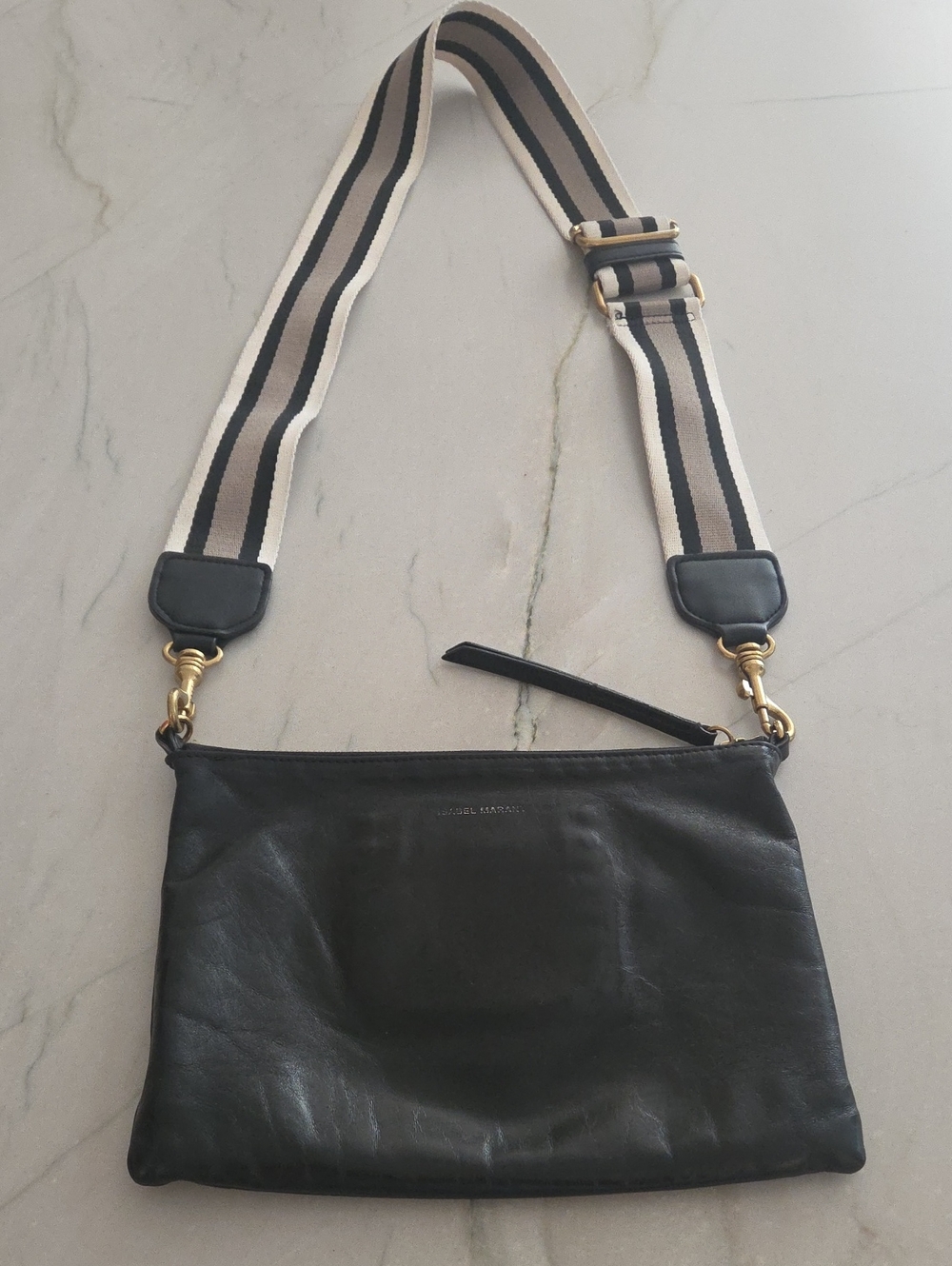 Isabel Marant Nessah Black Leather Crossbody w/  Replacement Adjustable Strap.